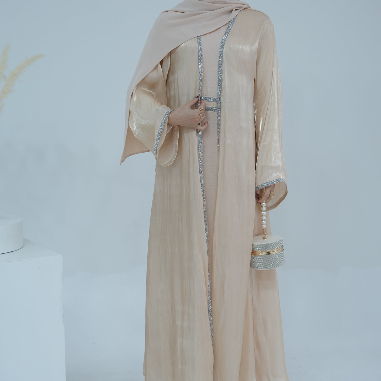 Rhinestone Trim abaya