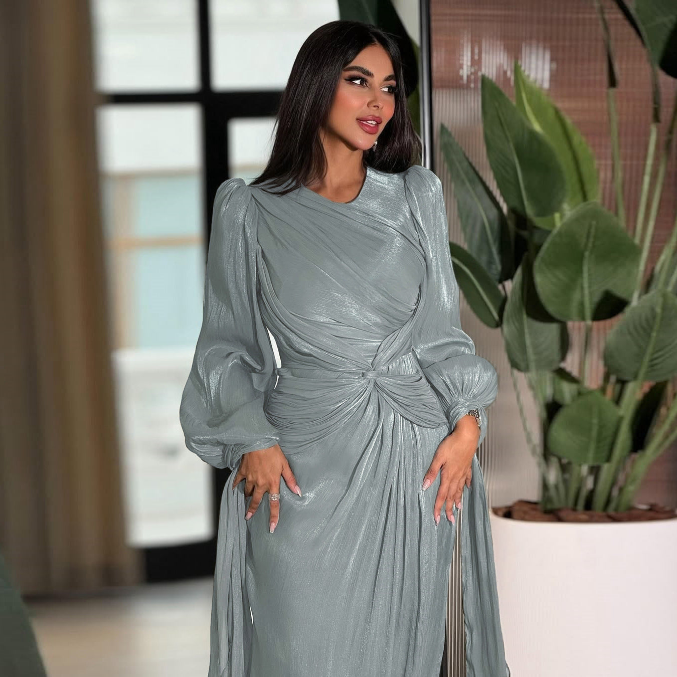 Ruched Satin Dress
