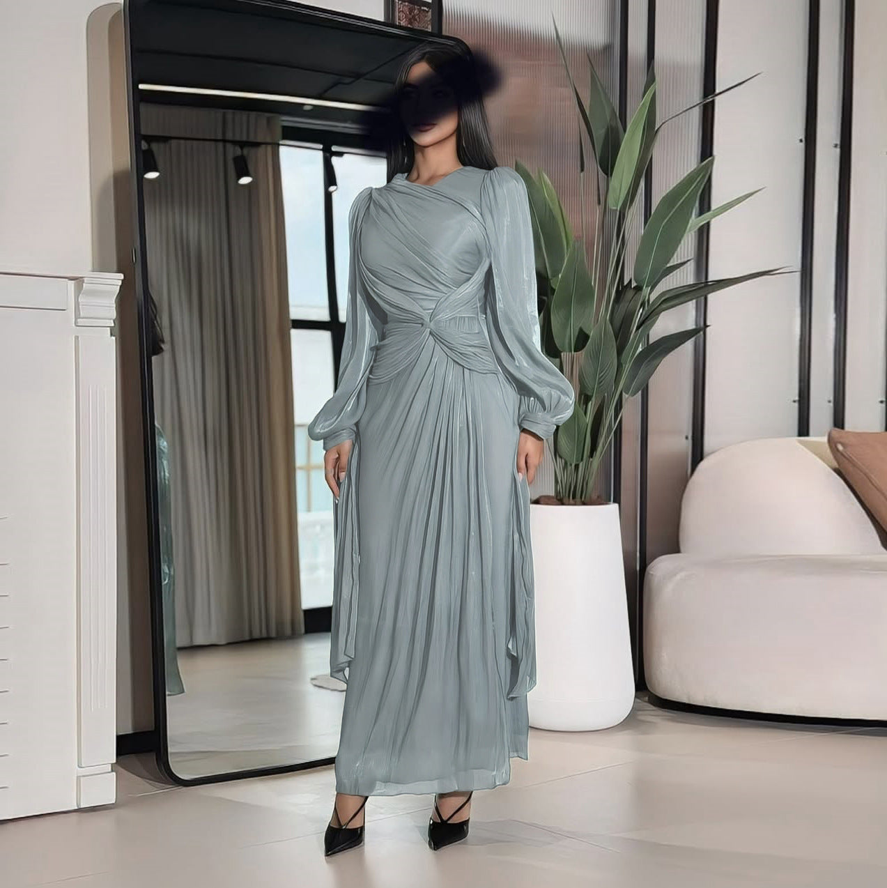 Ruched Satin Dress
