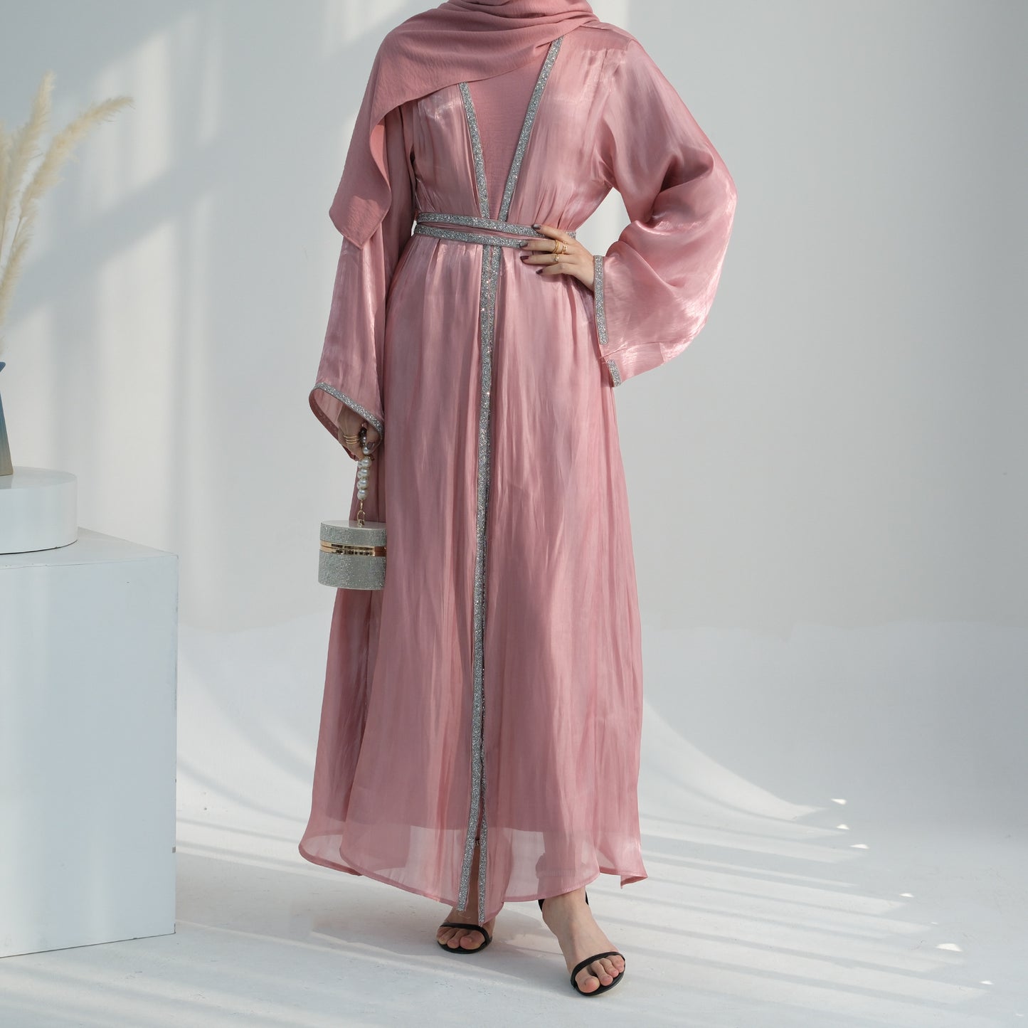 Rhinestone Trim abaya