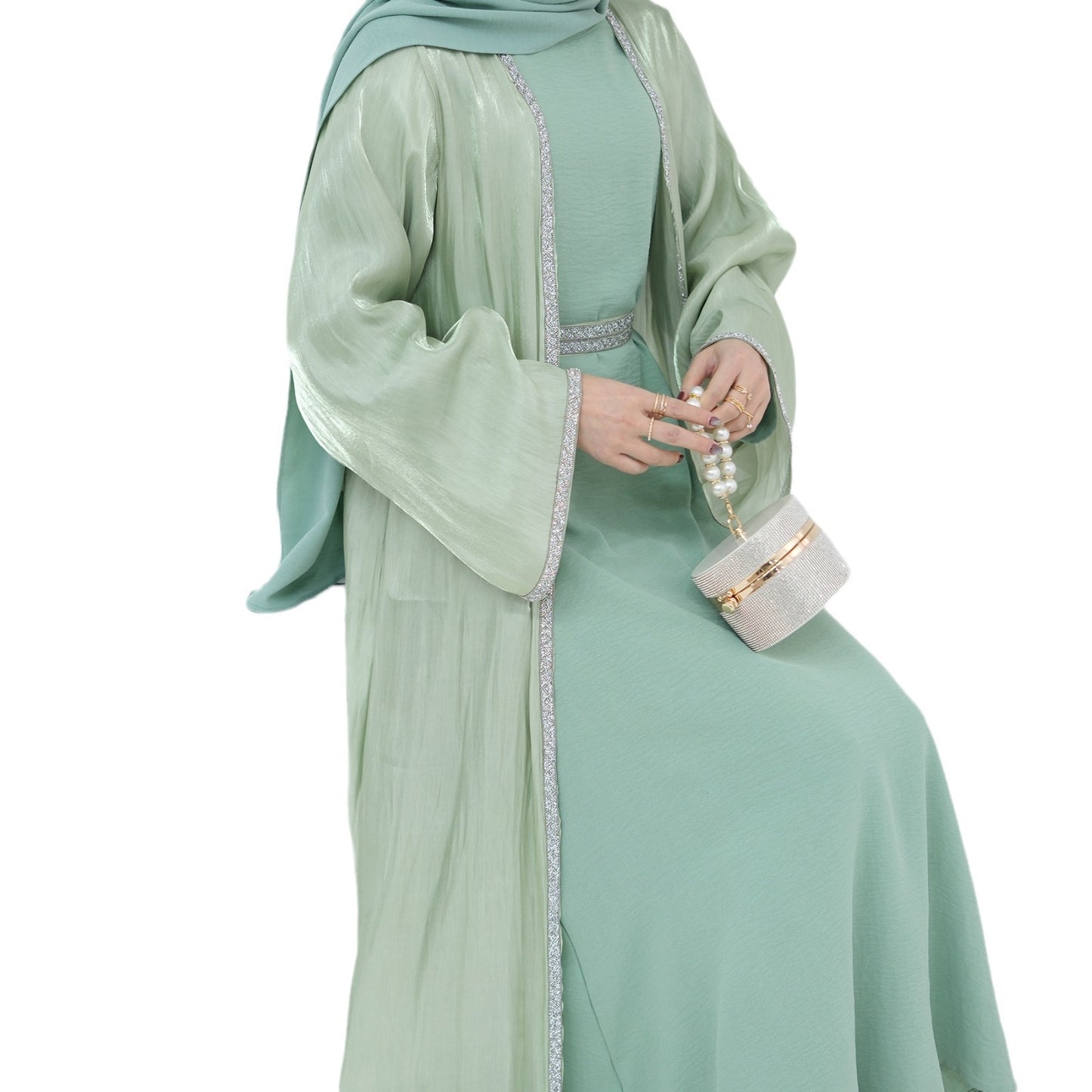 Rhinestone Trim abaya