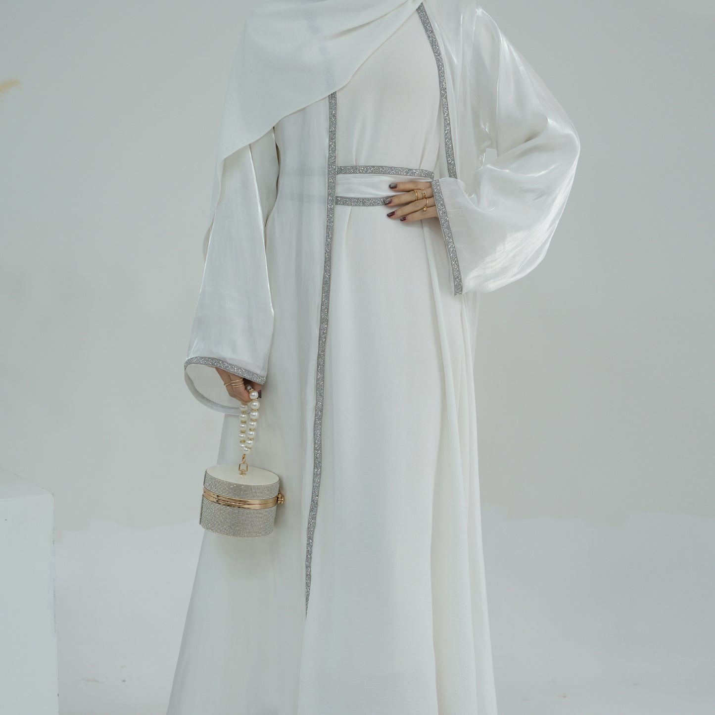 Rhinestone Trim abaya